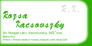 rozsa kacsovszky business card